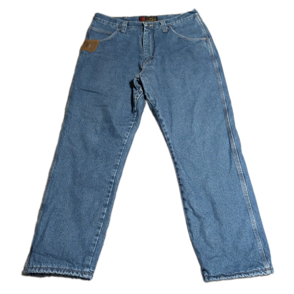 Wrangler Riggs Durashield Workwear Fleece Lined Jeans Mens 38x30 Blue Relaxed